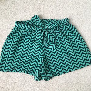Green and Black Chevron Shorts
